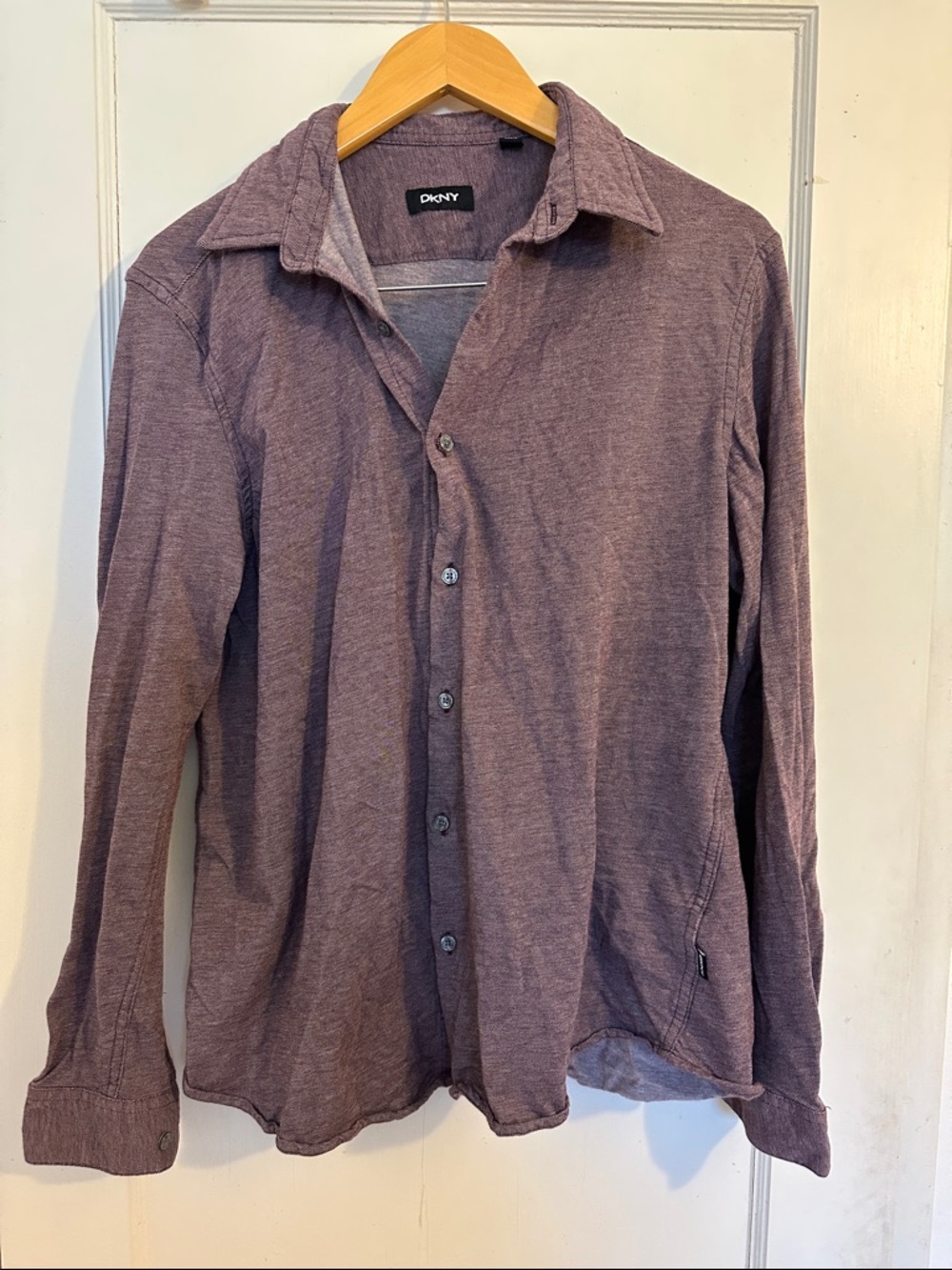 DKNY Casual Long-Sleeve Button-Down Shirt in Dusty Mauve